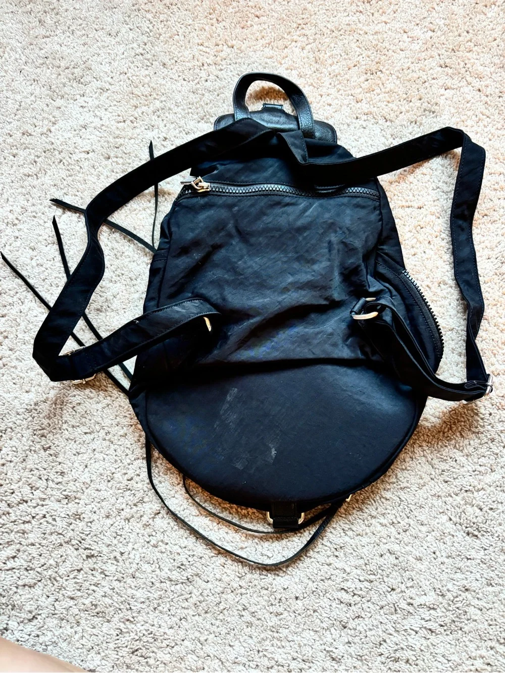 Rebecca Minkoff Julian Nylon Black Sling Backpack with Silver Hardware